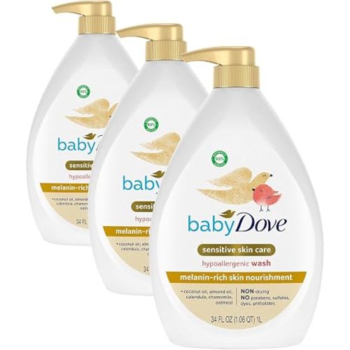 Baby Dove Sensitive Baby Wash Melanin-rich Skin Nourishment, 34 Fl Oz (Pack of 3)