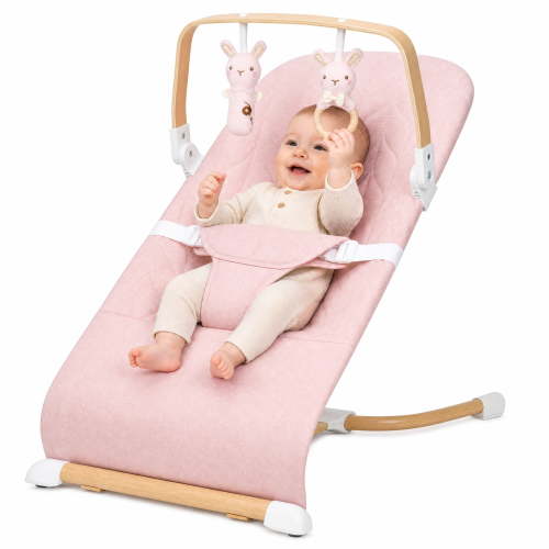 PRVAETU, Baby Bouncer, 3-in-1 Sit Play Relax, Foldable Pink