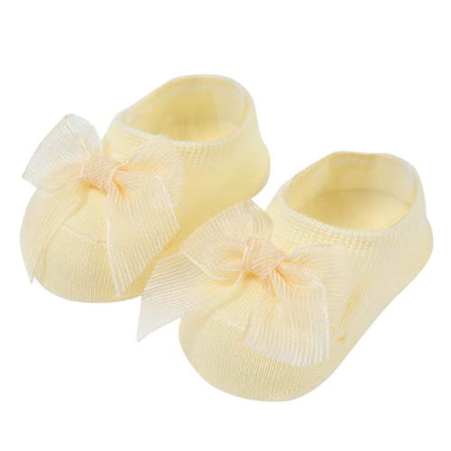 CUZIBR Children Kids Baby Girls Socks Soft Bottom Solid Color Cute Bow Animal Shape First Walking Floor Ankle Socks Princess Comfortable Cozy Non- Lightweight Bootie Socks,Yellow,0-12 Months