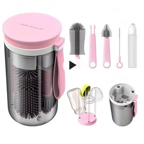1 Set Portable Bottle Brush Kit, Silicone Bottle & Nipple Brush, Drying Rack, For Travel | SHEIN USA