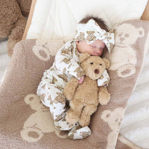 Beary Sweet Bamboo Waffle Knit Large Bow Headwrap