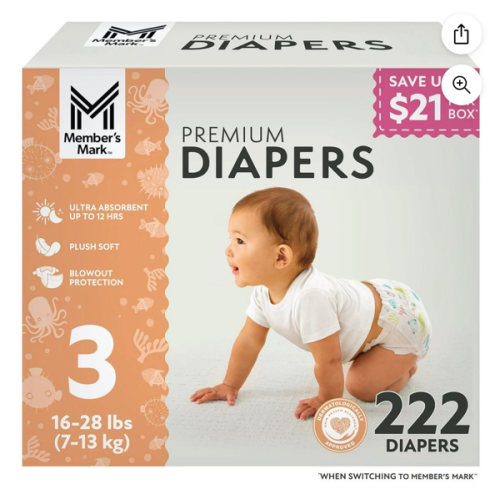 Member's Mark Premium Baby Diapers, Sizes Newborn - 8 - Samsclub.com