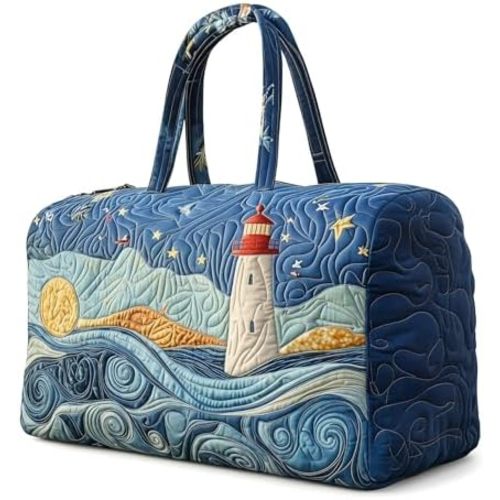 Quilted Duffle Bag Ocean Weekend Bag Large Capacity Carry On Overnight Luggage Bags for Travel Beach Gym (Style 1)