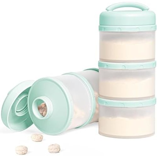 Termichy Stackable Formula Dispenser Portable Milk Powder Container, 2 Pack(Light Green)
