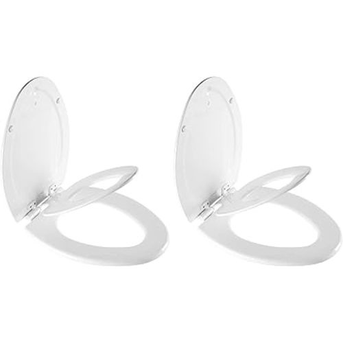 Mayfair NextStep Toilet Seat with Built-In Potty Training Seat, Slow-Close, Removable that will Never Loosen, ELONGATED, White (Pack of 2)