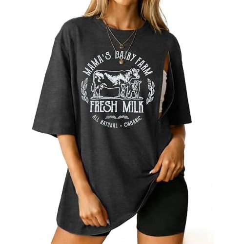 Maternity Nursing Shirts for Breastfeeding Women Friendly Zipper Nursing Shirt Oversized Mama Breast Feeding Tops