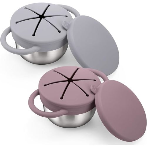 BUSOHA 2 Pack 9 oz Spill Proof Stainless Steel Toddler Snack Cups