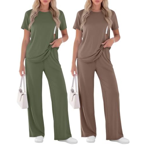 Ficerd 2 Pack Maternity Nursing Pajama Breastfeeding Sets Pjs | Postpartum Hospital Outfit, Short Sleeve Pjs, Hidden Zipper Nursing Outfits, Pregnancy Lounge Sets, 2 Piece Comfy Pajamas