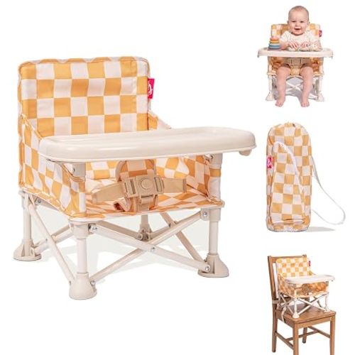 3-in-1 Portable Baby Chair, Foldable Travel Booster Seat, Anti-Tip