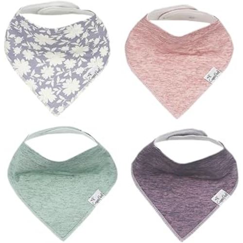 Copper Pearl 4 Pack Soft Cotton Baby Bibs for Drooling and Teething, Absorbent Drool Bibs for Baby Girl and Boy, Adjustable to Fit Newborns to Toddlers, Tons of Styles (Lacie)