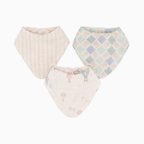 Crane Baby Cotton 4 Layer Muslin Bib Set (3 Pack) - Hot Air Balloon