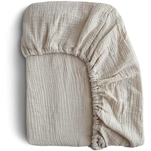 mushie Extra Soft Muslin Fitted Crib Sheet | 28"x 52" (Fog)