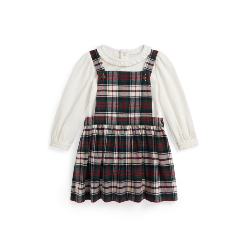 Long Sleeve Bodysuit & Plaid Jumper