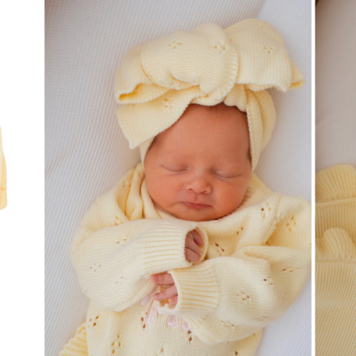 Knitted Oversized Topknot | Lemon Pointelle – Little and Fern