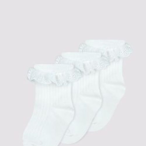 Baby Cotton Blend Turn Over Rib Cuff Socks 3 Pack - Underworks - Oat, white, latte | Target Australia
