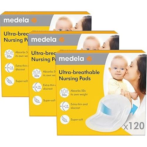 Medela Ultra-Breathable Nursing Pads, Highly Absorbent, Super Soft, Discreet Design for Comfortable Wear, Pack of 360