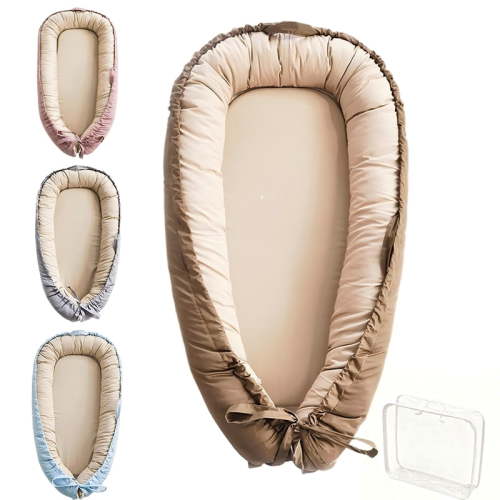 LOVE MAGE Baby Playmat for 0-24 Months, Portable Infant Lounger with Carry Handle – brown