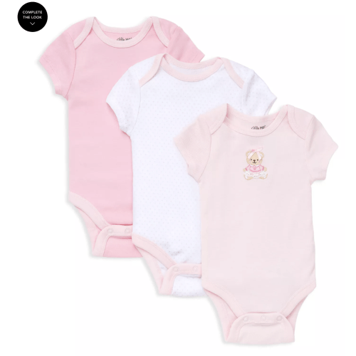 Girls' Bear Bodysuit, 3 Pack - Baby