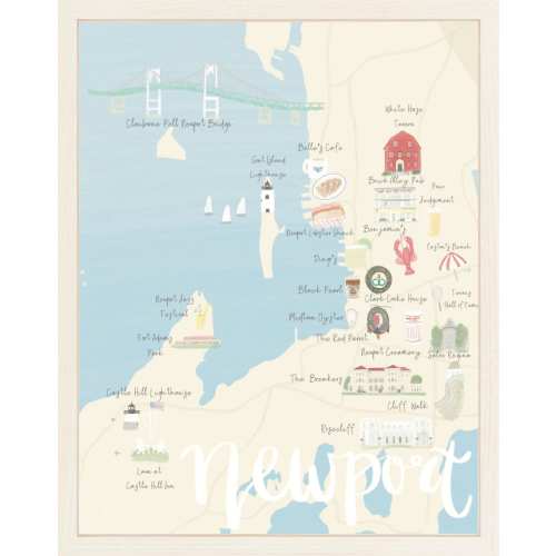 Newport Rhode Island Illustrated Map Print | Newport Wall Art | Wedding Welcome Card
