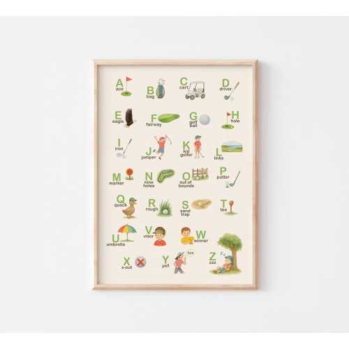 Golf Alphabet Poster: Watercolor Nursery Wall Art (Digital Download)
