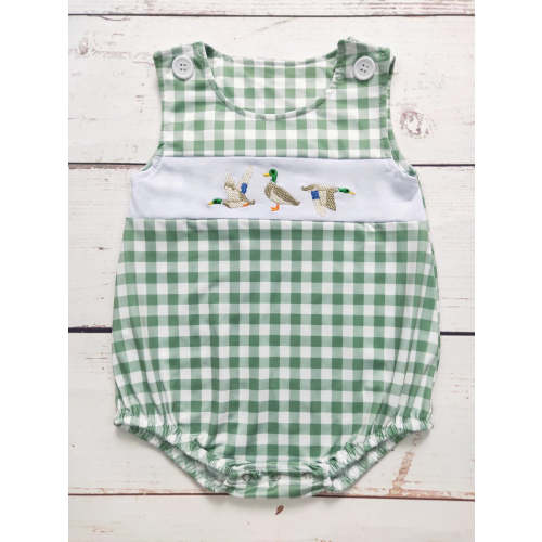 Gingham Duck Appliqué Romper – Little Buffalo Creek Co.