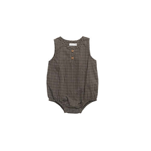 Organic Cotton Archie Playsuit - Coffee Grid – Jamie Kay USA