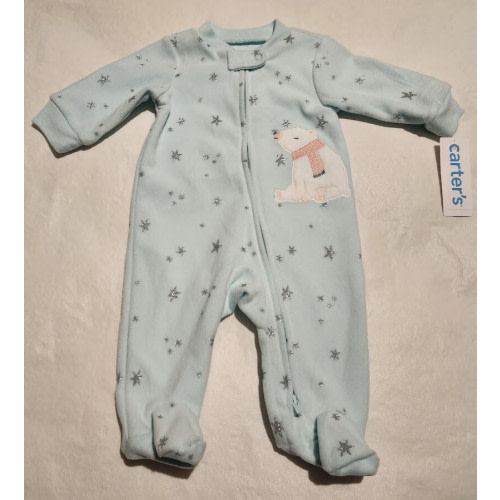 NWT Carter&#039;s Polar Bear Fleece Footed Sleeper One Piece 3 Months Baby Girl