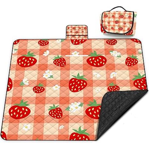Extra Large Picnic Blanket Waterproof,80"x 80"Foldable Machine Washable Beach Blanket,Outdoor Blanket for 6-8 Adults,Suitable for Indoor Crawling,Park Beach,Camping,Hiking,Family Travel(Orange)