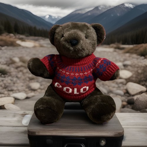 Ralph Lauren 15” Brown Polo Bear 2000 Jointed Stuffed Teddy Bear Plush Vintage