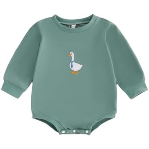 Baby Boy Girl Sweatshirt Romper Long Sleeve Bubble Bodysuit