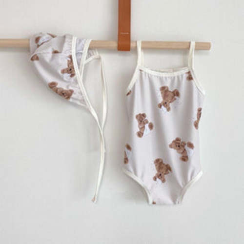 Teddy Bear One-Piece Swimsuit With Swim Hat – Teeny Mini Me