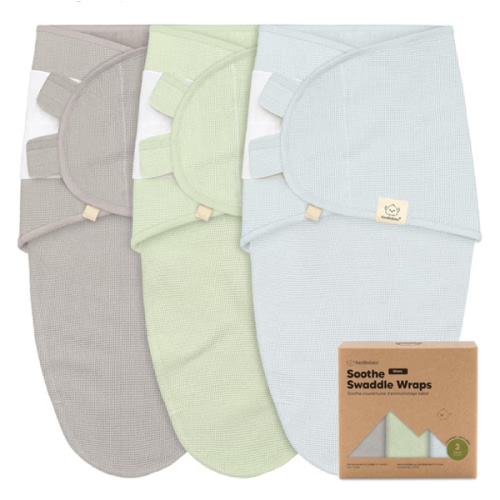 3-Pack Organic Swaddles for Newborns, Baby Sleep Sacks 0-3 Months - Baby Swaddle Wrap, Newborn Wearable Blanket, Infant Sleep Sack for Girls, Boys, Soft & Snug, Large Hook & Loop Closure (Ripple)