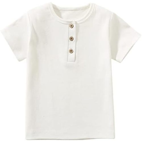 Toddler Short Sleeve Henley Shirt Boys Ribbed T-Shirt