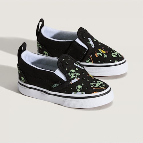 Toddler Classic Slip-On V Shoe in Black / Green | Vans