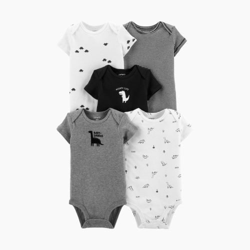 Carter's Short Sleeve Bodysuit (5 Pack) - Assorted Grey/Panda, 3M