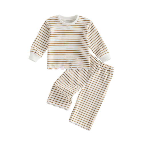 Loicainy Baby Toddler Girl Fall Clothes Set 6 12 18 24 Months 2T 3T 4T 5T Long Sleeve Crew Neck Striped Tops and Pants Outfits