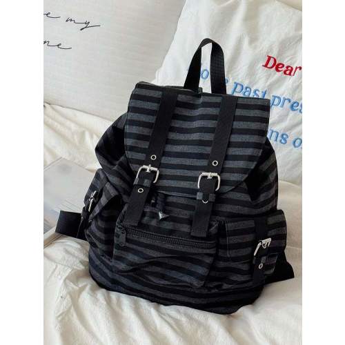 1pc Minimalist Large Capacity Multi-Pocket Striped Backpack, School Backpack Back To School Essentials, | SHEIN USA