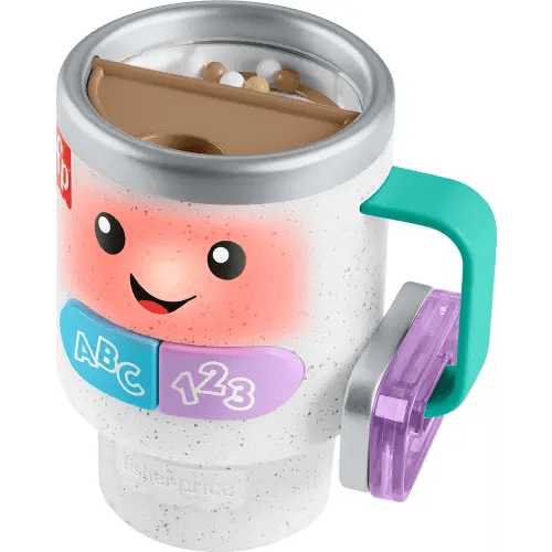 Fisher-Price Laugh & Learn Baby & Toddler Toy Wake Up & Learn Coffee Mug with Lights Music and Learning Content for Ages 6+ Months