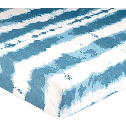 Crane Tie-Dye Blue Toddler Sheets, 100% Cotton, Breathable, Fitted for Standard Crib Mattress, 28"x52" for Boys and Girls