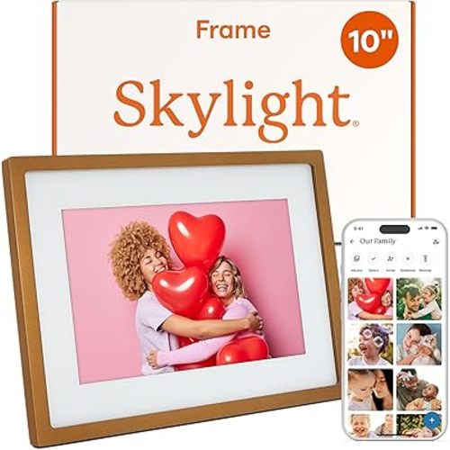 Skylight Digital Picture Frame - WiFi Enabled with Load from Phone Capability, Touch Screen Digital Photo Frame Display - Customizable Gift for Friends and Family - 10 Inch Gold