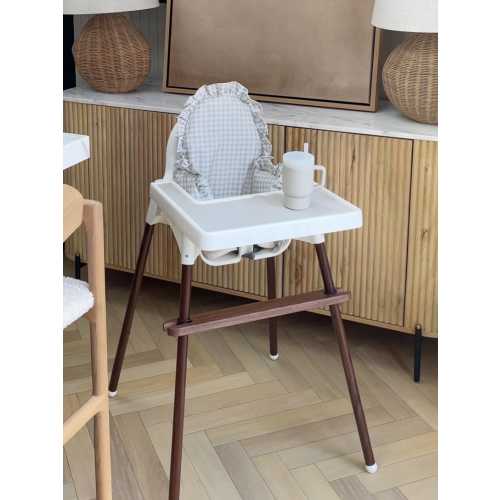Taupe Gingham Ruffle Cushion Cover for Ikea Antilop High Chair