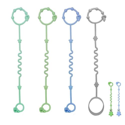 Baby Toy Strap, RTMOK Silicone Bottle Holding Clip, has 1 Toy Strap to Hold Bottles, 3 Toy Straps to Hold Any Toy, Plus 2 Free Silicone Pacifier Clips