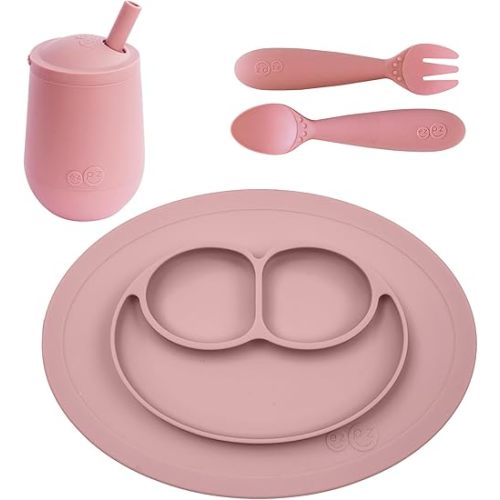 Toddler Feeding Set 12m+ (Blush) Mini Mat + Mini Utensils + Mini Cup + Straw Toddler Essentials