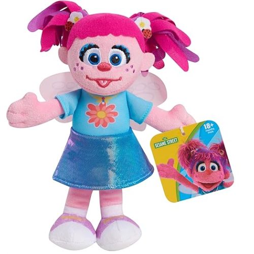 Sesame Street Friends 8-inch Abby Cadabby Sustainable Plush Stuffed Toy, Kids Toys for Ages 18 Month by Just Play