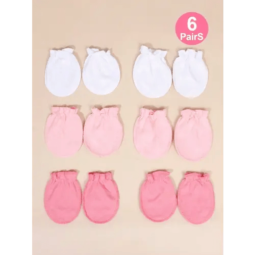 6 Pairs Newborn Baby Solid Color Mittens, Pink, Scratch-Proof, Suitable For All Seasons, Soft And Comfortable, Very Friendly To Baby Skin, Full Finger Design For Baby Girls | SHEIN USA