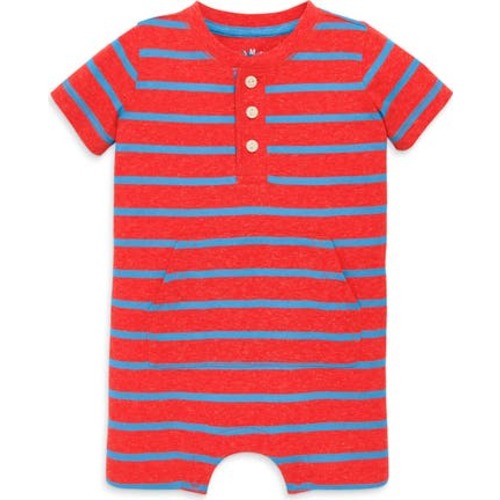 Baby Heathered Henley Shortie In Stripe, 0-3M