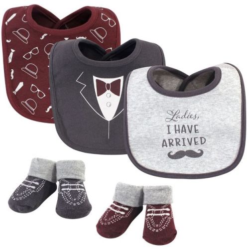 Hudson Baby Infant Boys Cotton Bib and Sock Set 5pk, Ladies I Have Arrived, One Size
