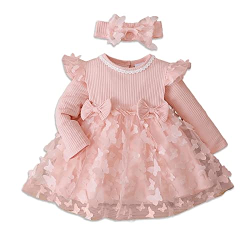 PATPAT Baby Girl Dress Christmas Winter Toddler Birthday Party Tulle Long Sleeve Tutu Dresses 3-24 Months Clothes