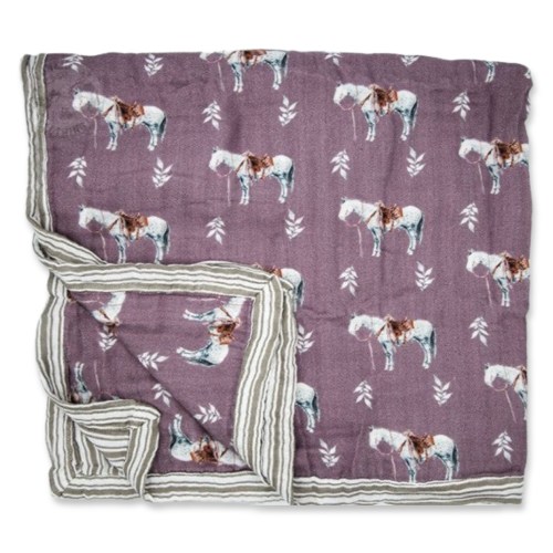 Mauve Ranch Horse Bamboo Muslin Blanket – Cowkid Clothing Company