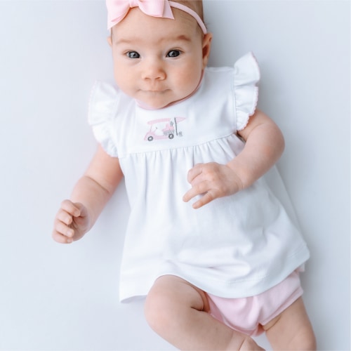 Little Golfer Ruffle Diaper Cover Set - Pink